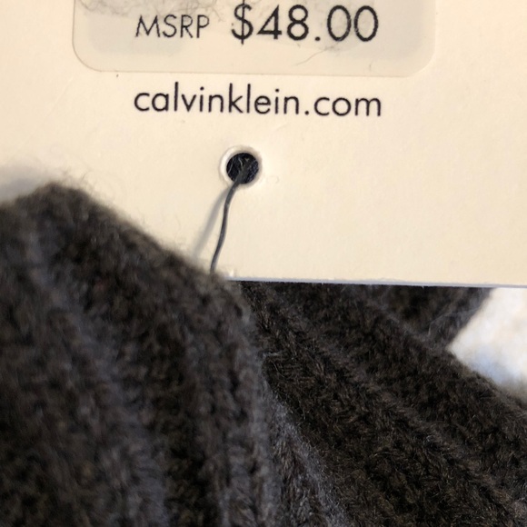 NWT Calvin Klein Beautiful Deep Brown Faux Fur Mittens with Fleece Lining & Logo - Picture 5 of 5